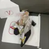 Valentino Women Black Satin Silver Gold Leather Heels product view 3