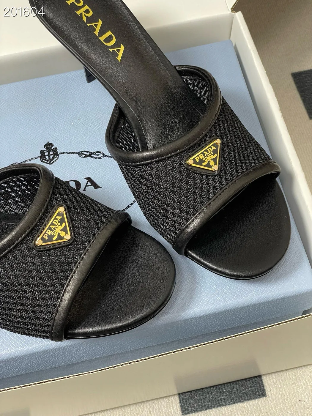 Prada Heeled Slides Black product view 2