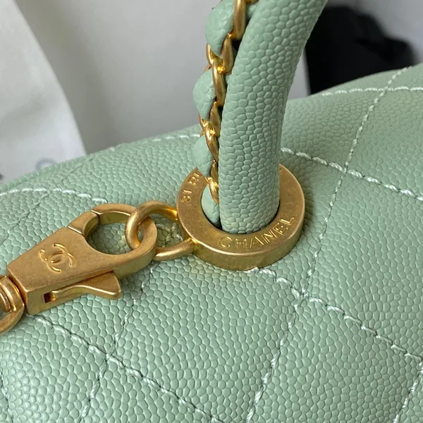 Chanel Coco Pastel Blue Handbags With Lock Gold 24 cm product view 6