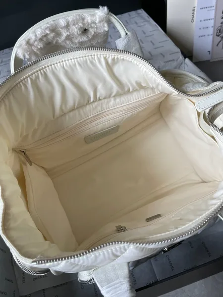 Chanel Cc Large 35 Bowling Bag In White Calfskin product view 3