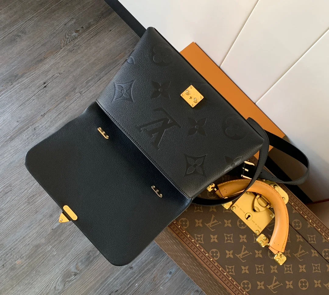 Louis Vuitton Madeleine 30 In Black Mix White Monogram Calfskin Embossed Logo Bag product view 8