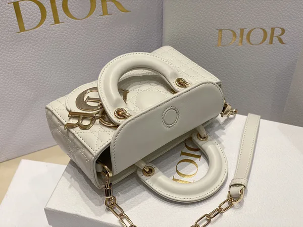 Dior Cannage Mini Top-Handle Bag White, 16.5 x 6 x 10 cm product view 6