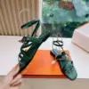Hermès Women Green Sandals — Dark Green Link-Detail T-Strap product view 6