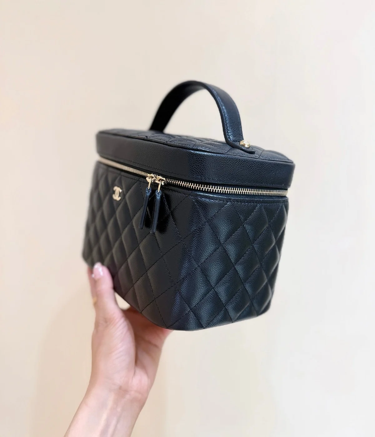 Chanel Quilted Caviar Leather Vanity Case Bag product view 3