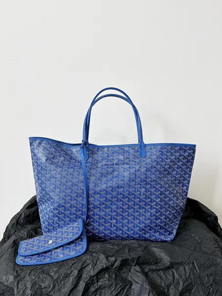 Goyard Blue Goyardine Canvas & Chevroches Calfskin Saint Louis PM Tote product photo