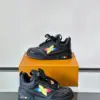 Louis Vuitton Men Black Leather Colorful Accent Sneakers product view 3