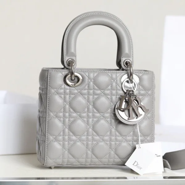 Dior My Lady High- Women’s Handbag Gray Glossy Leather 20x16cm product photo