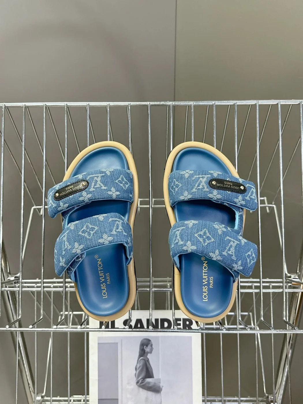 Louis Vuitton Women Blue Denim Leather Sandals product view 2