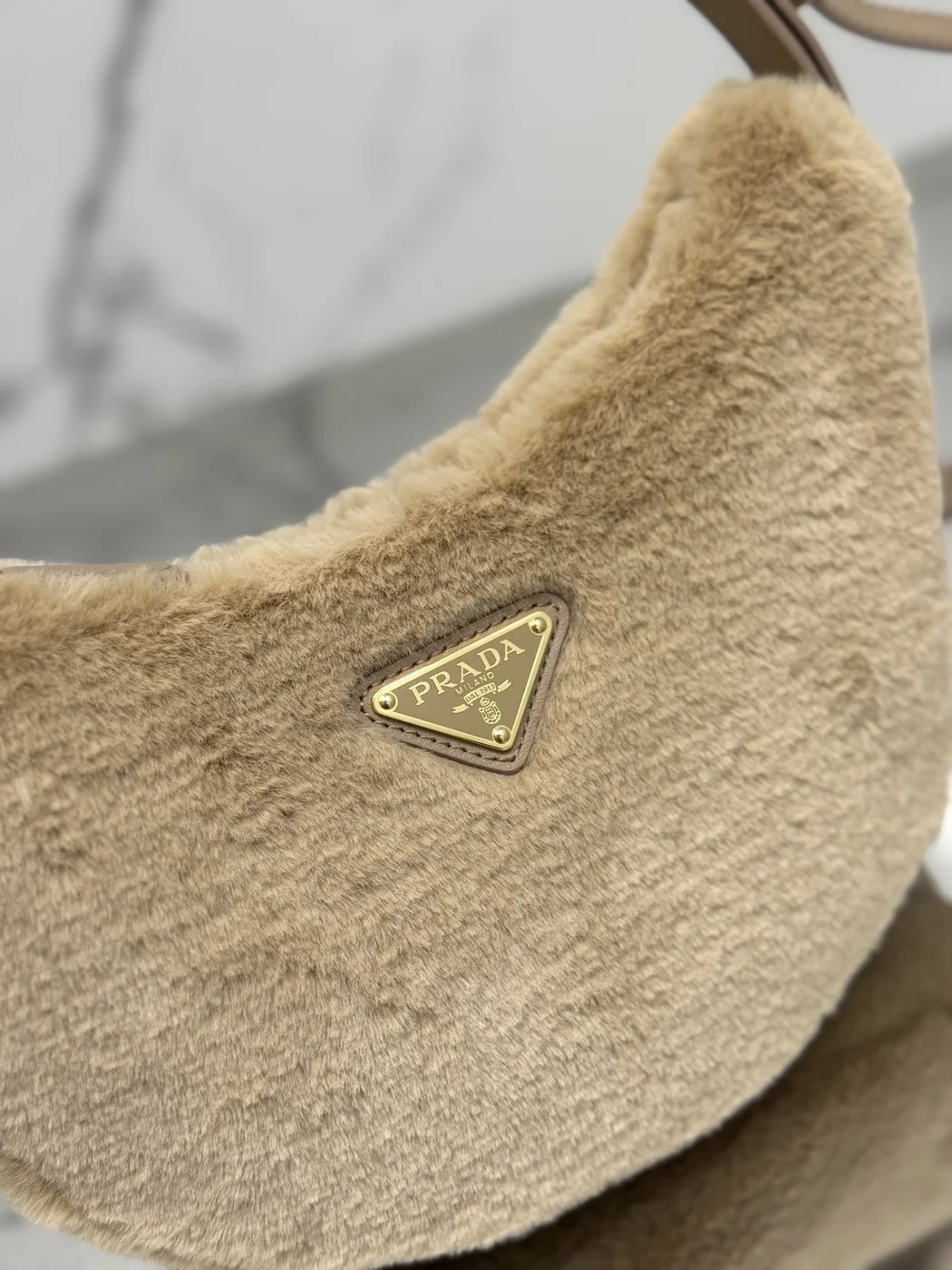 Prada Leather And Shearling Arqu㨠Handbag product view 3