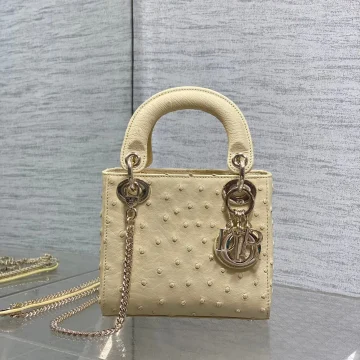 Dior Mini Lady Dior bag in Beige ostrich leather product photo