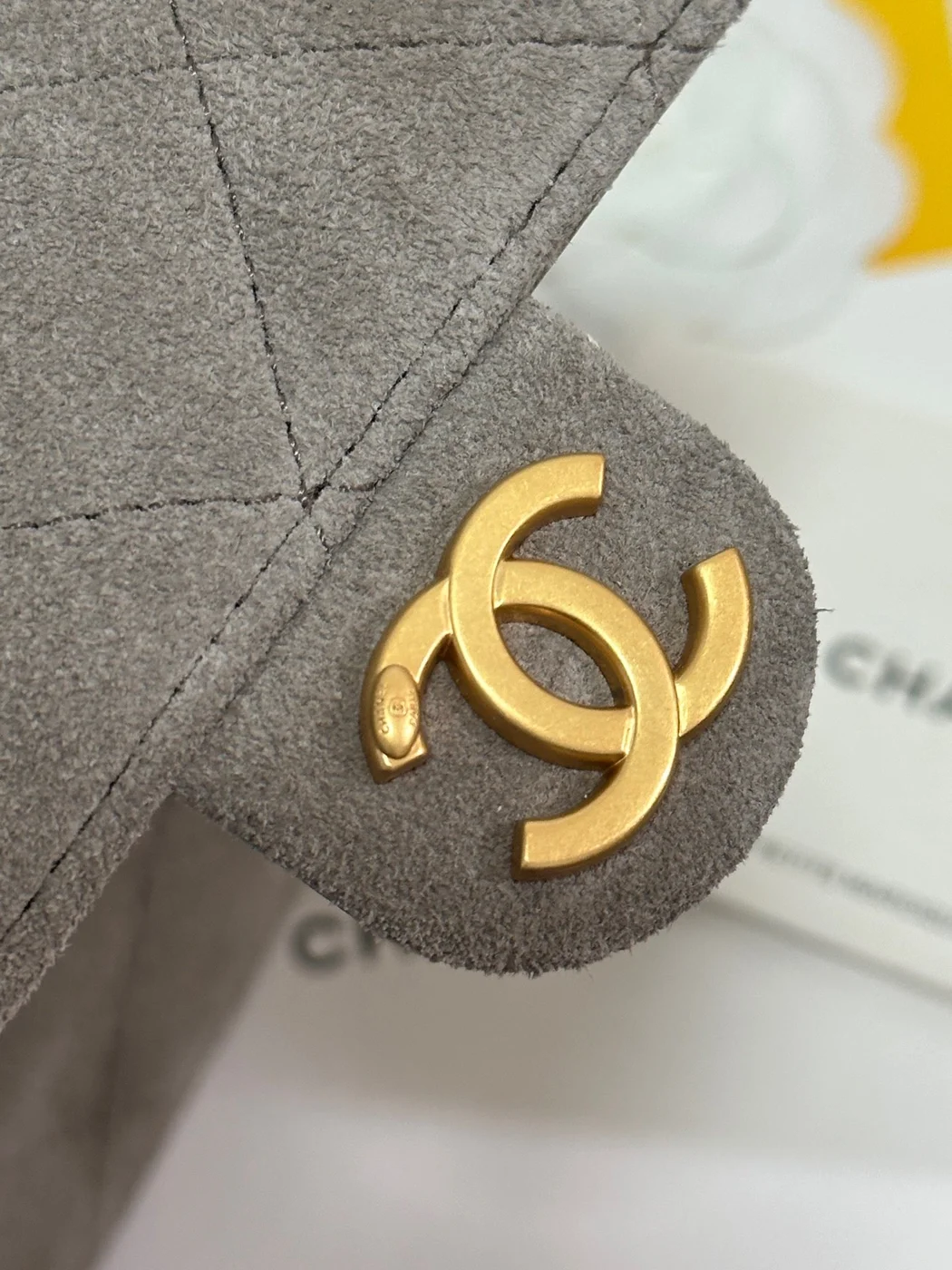 Chanel New 25 Handbag 30 In Natural Grey Suede Gold Hardware product view 7