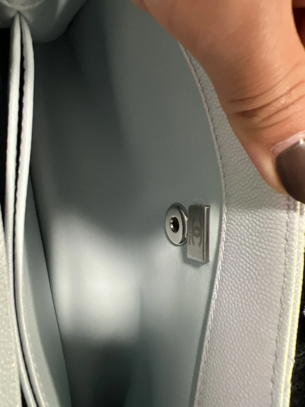 Chanel Coco Handbag Leather Light Grey Woman’s 23 cm product view 3