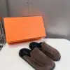 Hermès Women Brown Suede Slippers product view 5