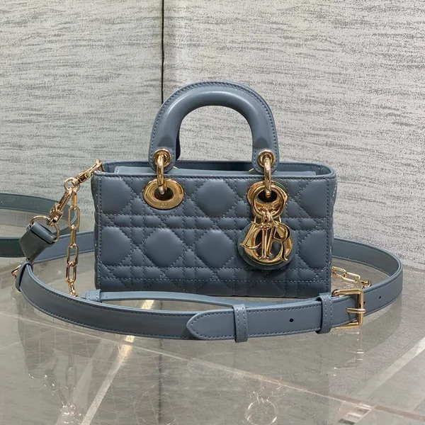 Dior Small Lady D‑Joy Bag 19 In Steel Blue Gray Gold Hardware product photo