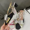 Valentino Women Black Silver Leather Bow Slingback Flats product view 2