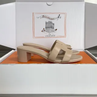Hermès Oran Heeled Sandals — Beige with Beige Insoles product view 2