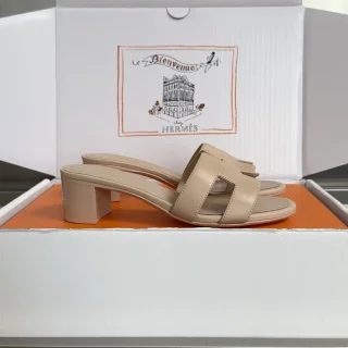 Hermès Oran Heeled Sandals — Beige with Beige Insoles product view 2