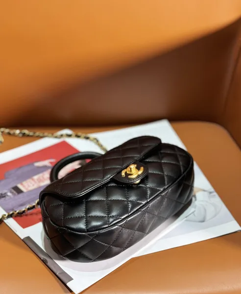 Chanel 24C Top Handle Flap Bag in Black Lambskin product view 4
