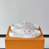 Louis Vuitton Men White Printed Fabric Slides product view 1
