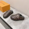 Louis Vuitton Women Brown Leather Monogram Mules — Round Gold-Tone Buckle Detail product view 3