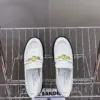 Louis Vuitton Women White Leather Loafers — Gold-Tone Chain Detail with Lug Sole product view 2