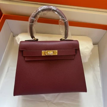 Hermès Mini 20 Bag In Garnet Red With Gold Hardware product photo