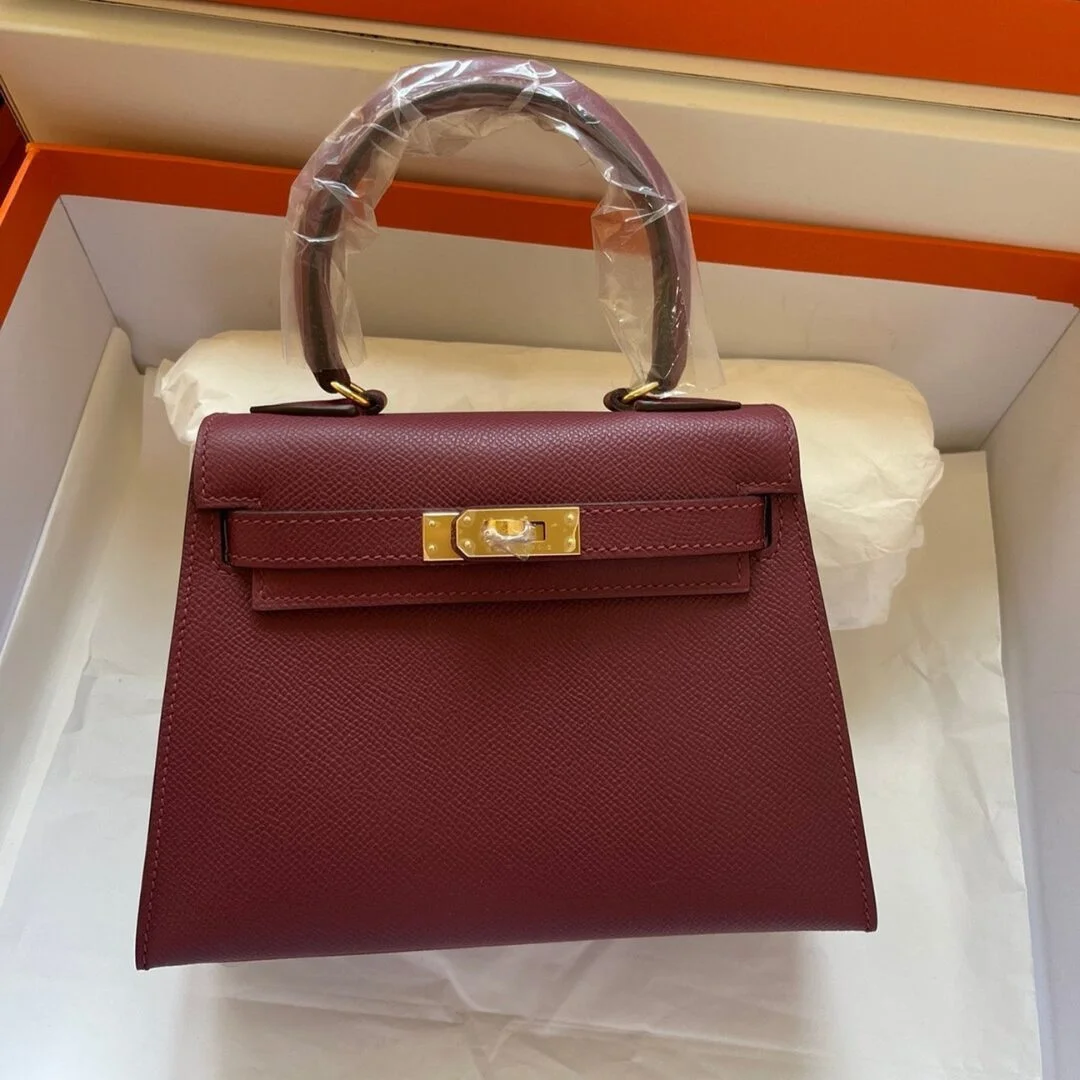 Hermès Mini 20 Bag In Garnet Red With Gold Hardware product view 1