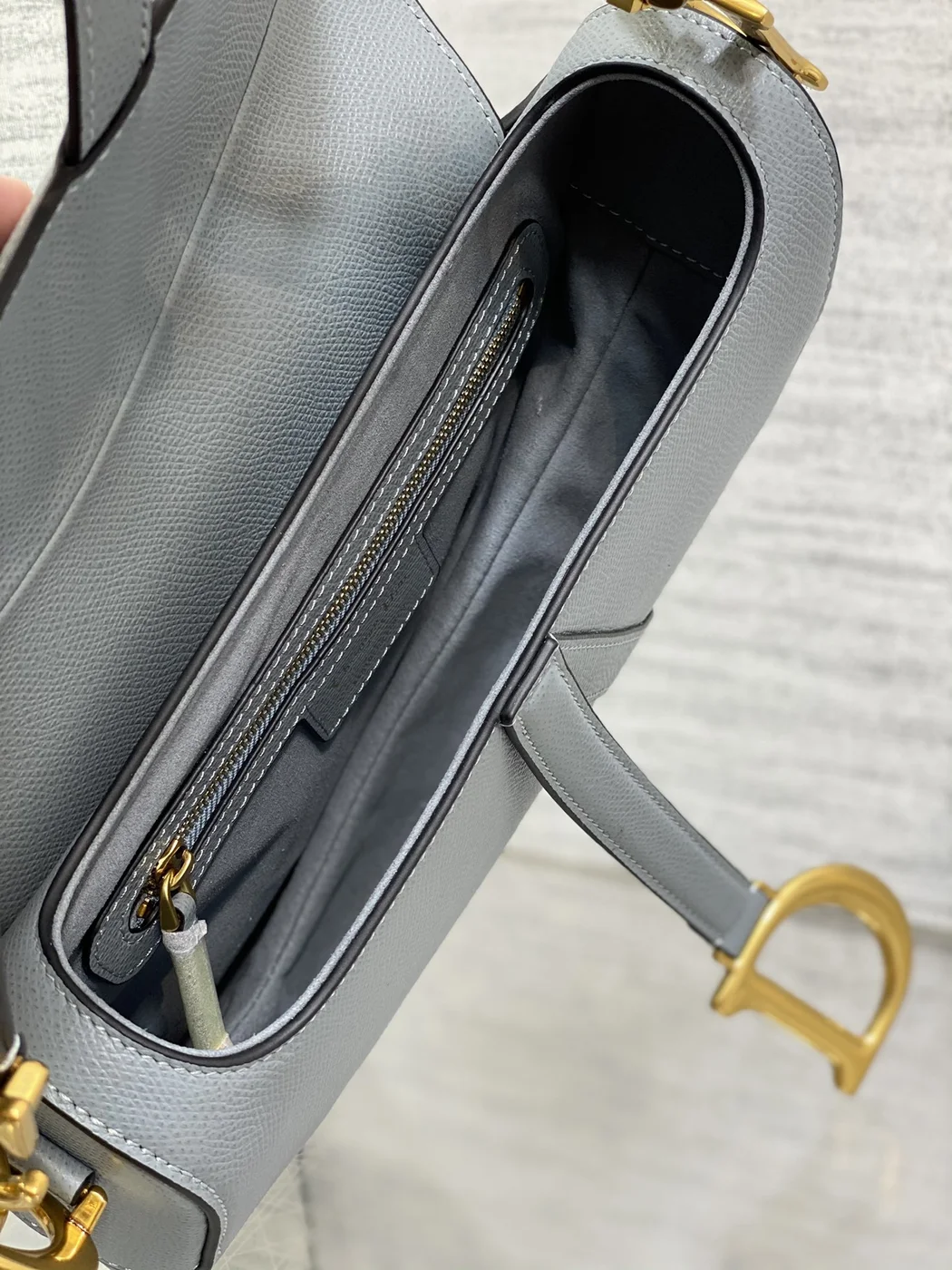 Dior Saddle Bag in Deep Grey-Blue Gold Hardware product view 7