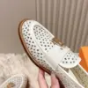 Louis Vuitton Women White Leather Loafers — Woven Upper Detail product view 6
