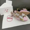 Valentino Women Pink And Gold Leather Flats product view 6