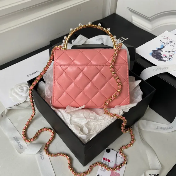 Chanel Woc Pink Handbags With Pearl Handle .5×14.5×5.5 cm product view 8