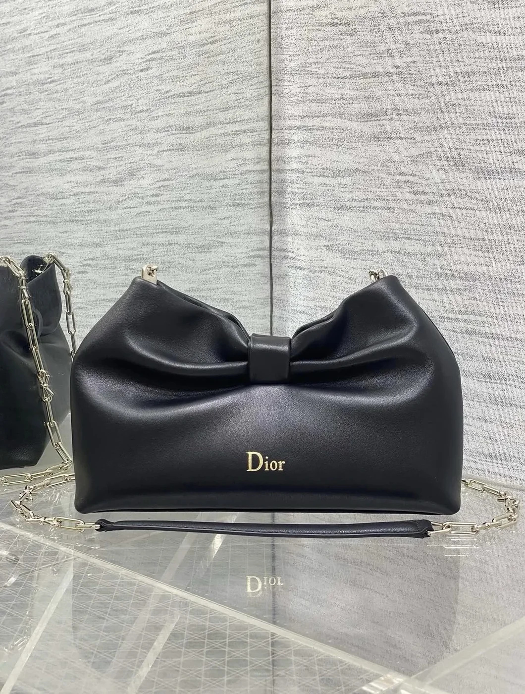 Dior Bow Bag in black lambskin product view 1