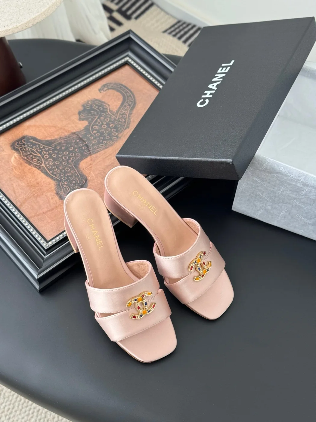 Chanel Women Light Pink Satin Mules product view 6