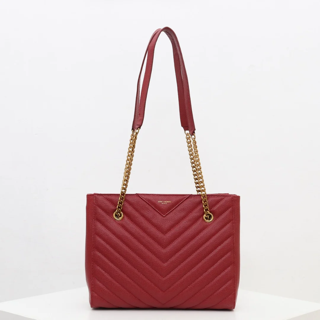 Saint Laurent Tribeca shoulder bag in burgundy leather product view 1