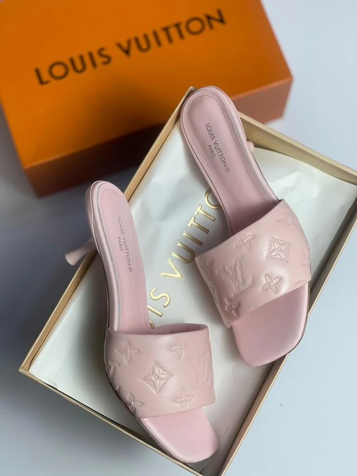 Louis Vuitton Style Embossed Mule Heels product view 1