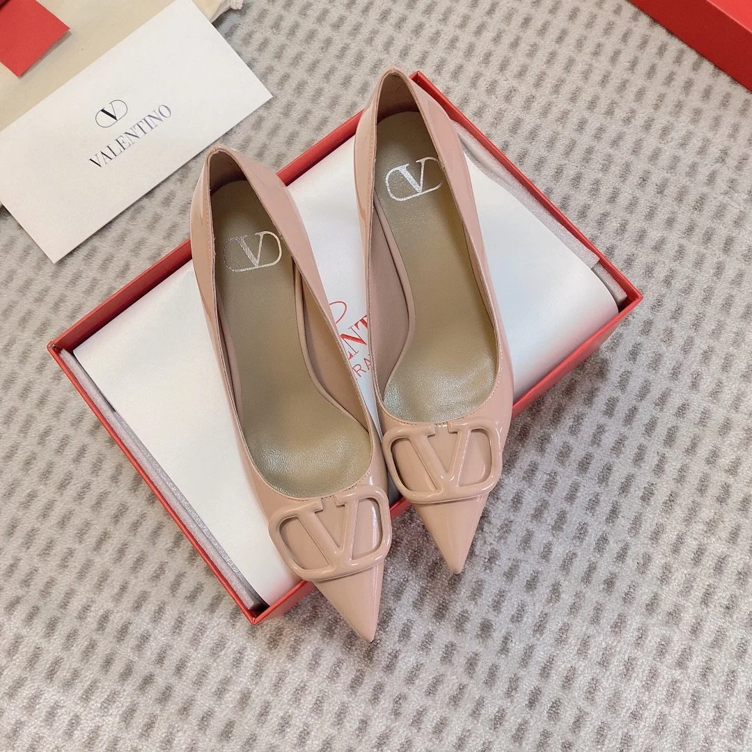 Valentino Women Beige Patent Leather Pointed Pumps product view 1