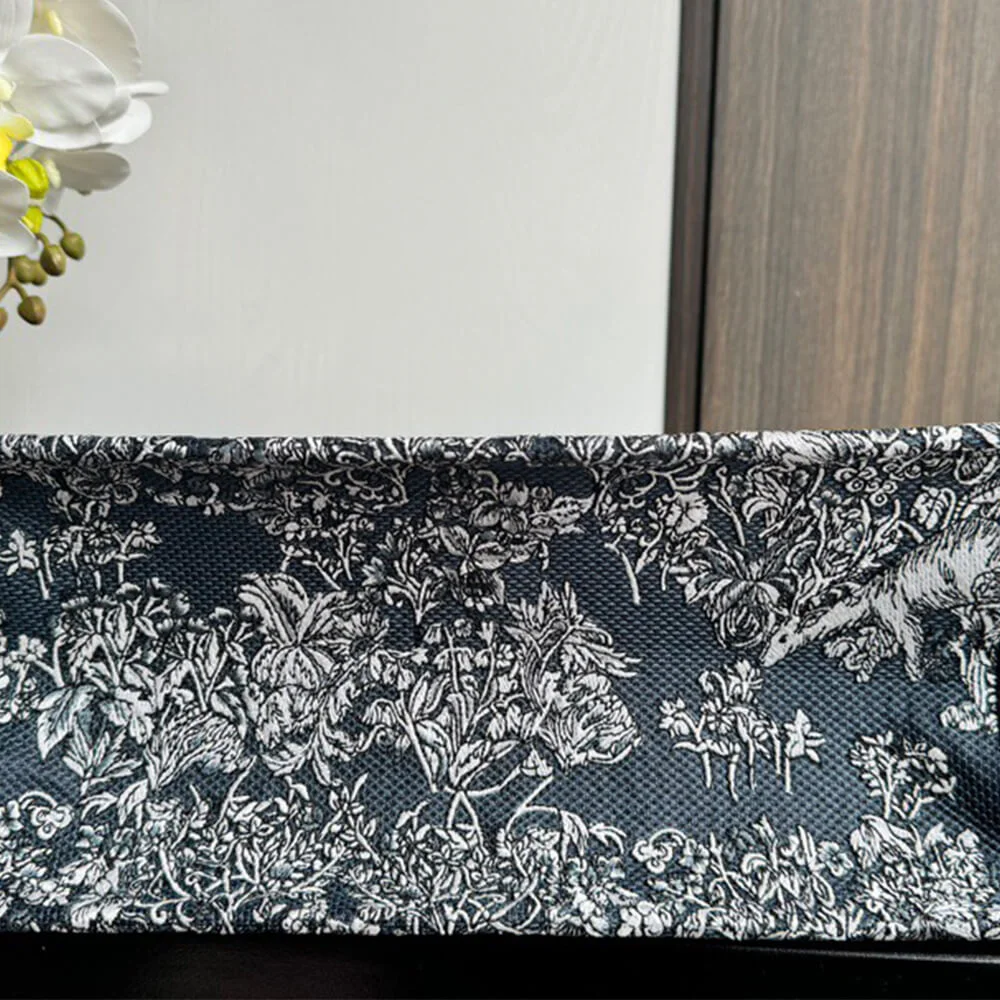 Dior Medium Book Tote — Around the World Pattern Dark Blue product view 4