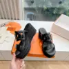 Hermès Women Black Leather Slip-On Sandals product view 6