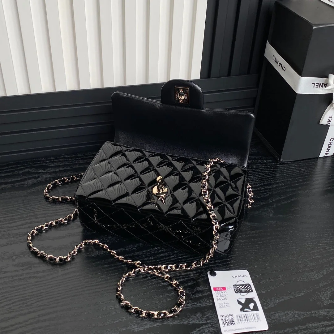 Chanel Patent Quilted Mini Top Handle Flap Bag product view 4
