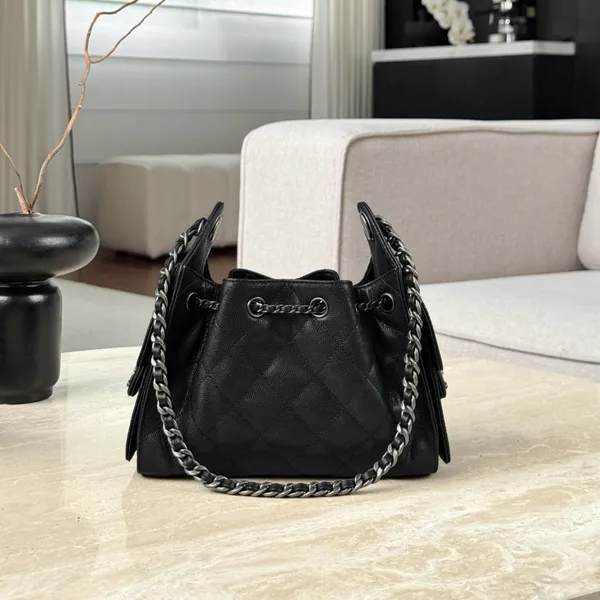 Chanel 25 Bag Mini Black with Silver Hardware product view 3
