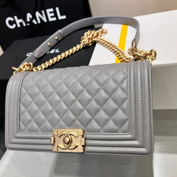 Chanel Boy Bag Medium 25 Grey Caviar Gold Hardware product photo