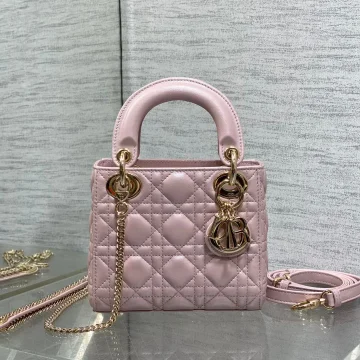 Dior Lady Dior Mini Pink Gold Hardware Bag product photo