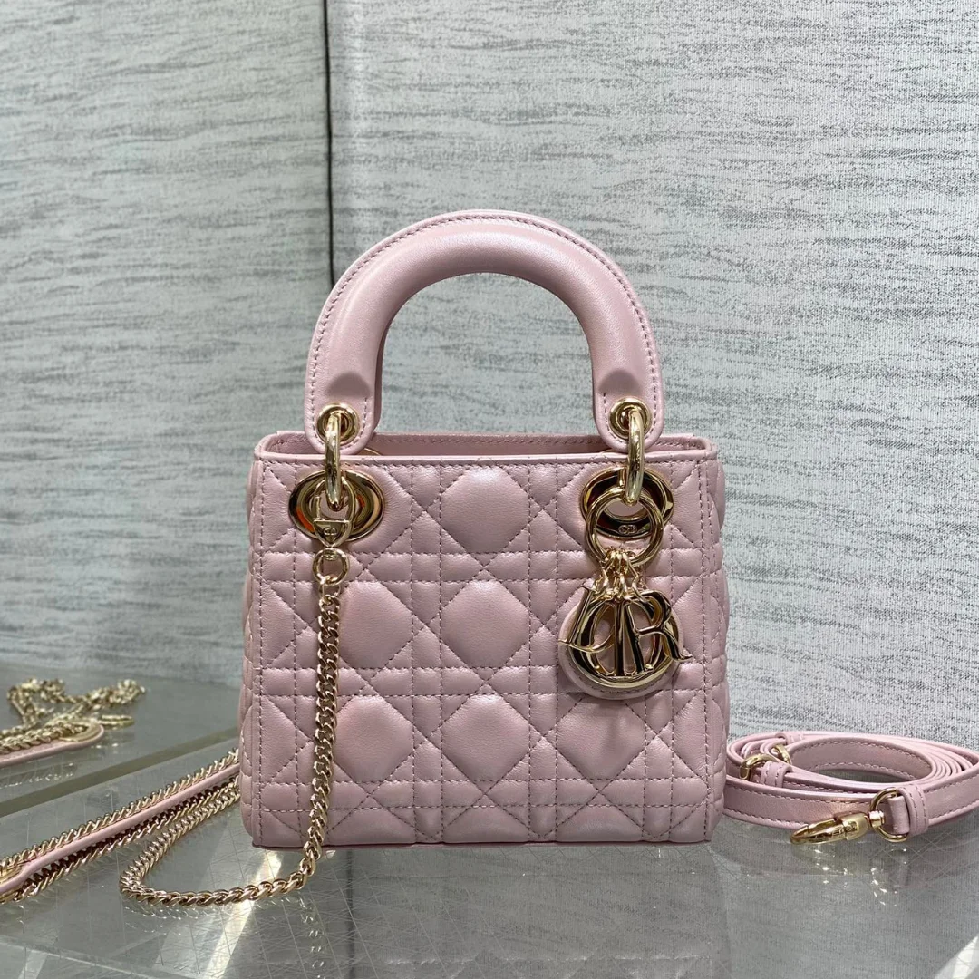 Dior Lady Dior Mini Pink Gold Hardware Bag product view 1