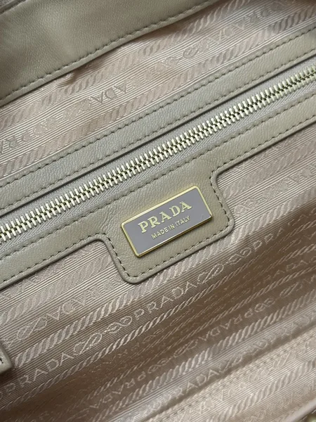 Prada Medium Top Handle Bag 30 In Dried Moss Nylon And Calfskin Trim product view 6