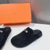 Hermès Women Black Fuzzy Fabric Mules product view 4