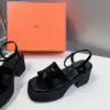 Hermès Women Black Suede Leather Sandals product view 4