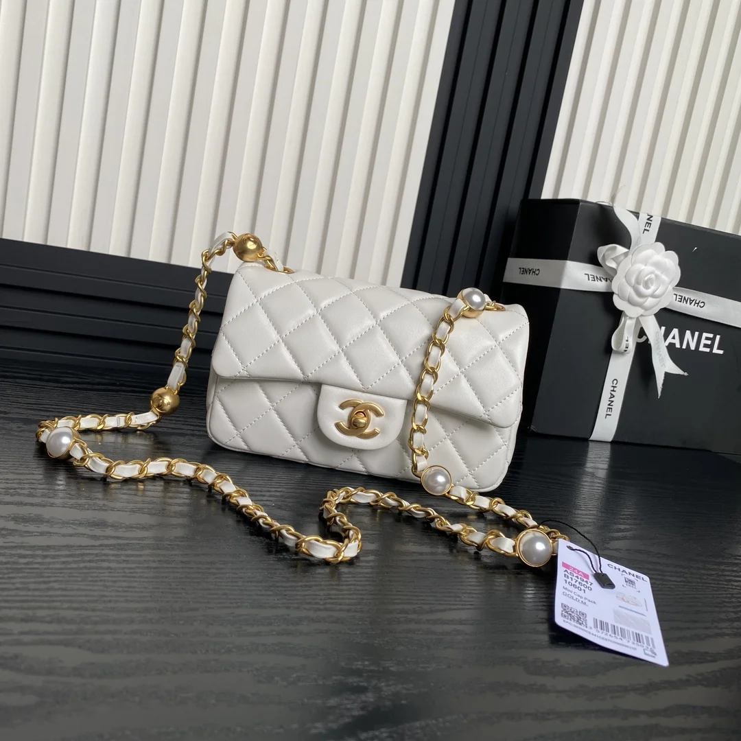 Chanel Mini Flap Bag Top Handle Pearl Chain product view 1