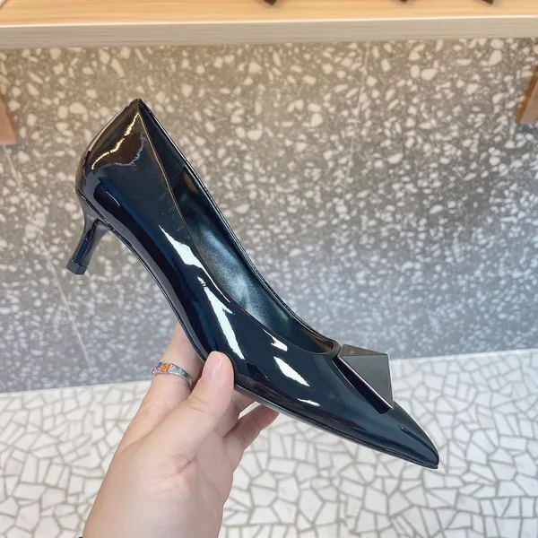 Valentino Women Black Patent Leather Pumps — VLogo Heel Detail product view 6