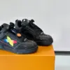 Louis Vuitton Men Black Leather Colorful Accent Sneakers product view 6