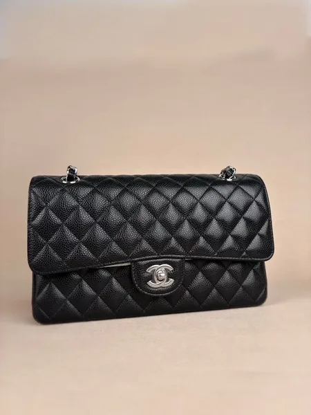 Chanel Classic Flap Medium 25 Black Silver Hardware Bag product photo